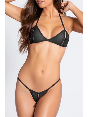 Çamaşır Kenti Angel Kadın Siyah Fantezi Sütyen String Takımı
