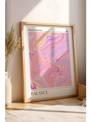 Satürn Design Balance Aura Çerçeveli Tablo Mor Pembe Sarı Aura Enerji Renkleri Gradient Collection
