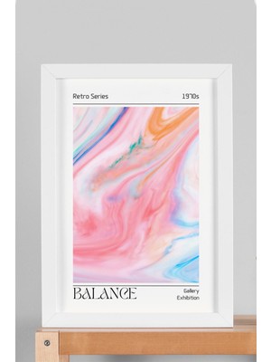Satürn Design Balance Aura Çerçeveli Tablo Pembe Mavi Aura Enerji Renkleri Retro Series 1970S