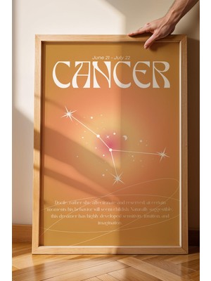 Satürn Design Cancer Yengeç Burcu Çerçeveli Tablo Aura Enerji Renkleri Astrolojik Takım Yıldızı Sembolü