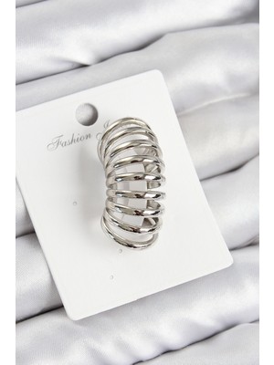 Dktt Pirinç Yay Model Gümüş Renk Sağ Kıkırdak Küpe - TJ-BKP10993