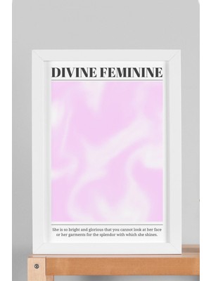 Satürn Design Divine Feminine Çerçeveli Tablo Ilahi Dişilik Pembe Aura Enerji Renkleri