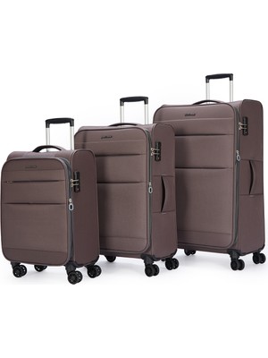 Pierre Cardin 4200 3'lü Set Ultra Light Hafif Lüx Kumaş Tekerlekli Valiz