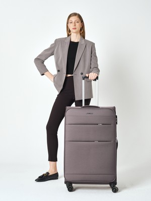 Pierre Cardin 4200 Büyük Boy Ultra Light Hafif Lüx Kumaş Tekerlekli Valiz