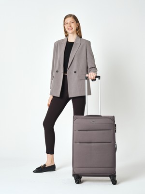 Pierre Cardin 4200 Orta Boy Ultra Light Hafif Lüx Kumaş Tekerlekli Valiz