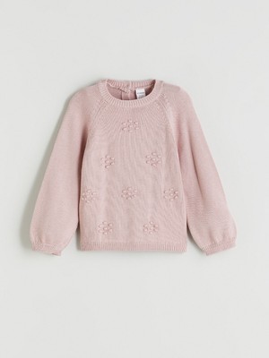 Lc Waikiki Yeni Sezon Çiçek Aplikeli Kız Çocuk Triko Kazak