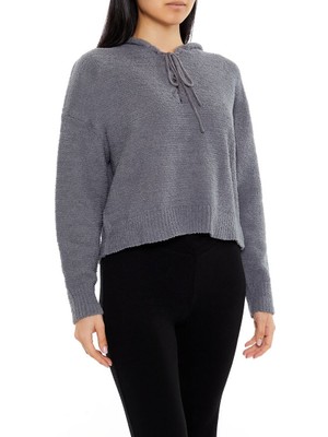 F21 Yarım Yaka Kapüşonlu Kazak