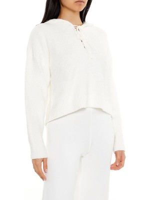 F21 Yarım Yaka Kapüşonlu Kazak