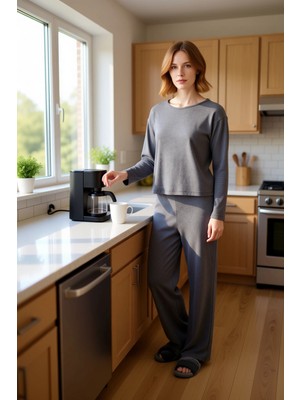 FRM Kadın Kaşkorse Örme Relaxed Fit Pijama Takımı Fonksiyonel Dayanıklı Kaliteli Konforlu Spor