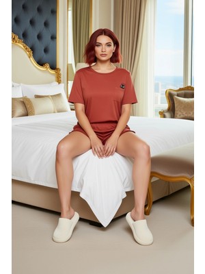 Ersefa Kadın Kedi Figürlü Bisiklet Yaka Pijama Takımı Yazlık Fonksiyonel Dayanıklı Kaliteli Rahat