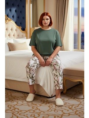 Ersefa Kadın Çiçek Desenli Kapri Pijama Takımı Fonksiyonel Dayanıklı Kaliteli Konforlu Estetik Şık