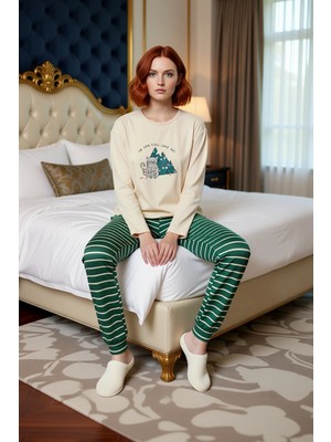 Ersefa Kadın Kışlık Çizgili Pijama Takımı Ev Giyim Fonksiyonel Dayanıklı Kaliteli Konforlu Modern