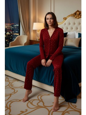 Ersefa Kadın Galaksi Desenli Gömlek ve Pantolon Pijama Takımı Fonksiyonel Dayanıklı Kaliteli Spor