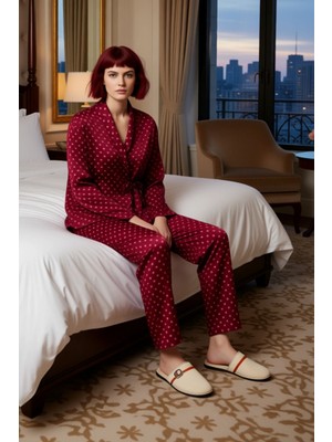 Ersefa Kadın Kalp Desenli V Yaka Pijama Takımı Fonksiyonel Dayanıklı Kaliteli Konforlu Estetik Şık