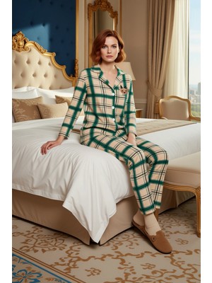 Ersefa Kadin Polar Pijama Takımı Kirmizi Ekose Nakisli Fonksiyonel Dayanıklı Kaliteli Konforlu Şık