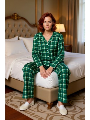 Ersefa Kadın Kareli Gömlek Pantolon Pijama Takımı Konforlu Fonksiyonel Dayanıklı Kaliteli Estetik