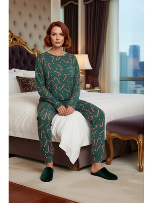 Ersefa Kadın Yılbaşı Desenli Örme Pijama Takımı Fonksiyonel Dayanıklı Kaliteli Konforlu Estetik Şık