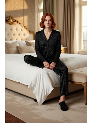 Ersefa Kadın Galaksi Desenli Örme Pijama Takımı Fonksiyonel Dayanıklı Kaliteli Konforlu Estetik Şık