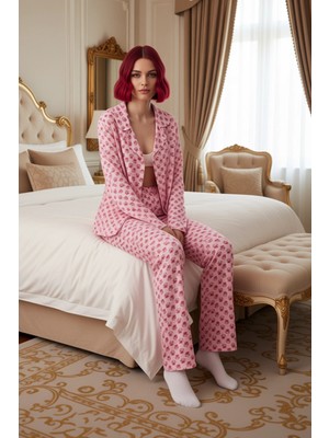 Ersefa Kadın Çiçekli Gömlek ve Pantolon Pijama Takımı Fonksiyonel Dayanıklı Kaliteli Konforlu Şık