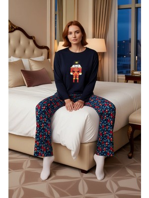 Ersefa Kadın Yılbaşı Desenli Uzun Kollu Pijama Takımı Fonksiyonel Dayanıklı Kaliteli Konforlu Şık