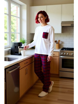 FRM Unisex Ekose Cepli Uzun Kollu Pijama Takımı Fonksiyonel Dayanıklı Kaliteli Konforlu Modern