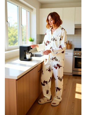 FRM Kadın Kaplan Baskılı Pijama Takımı Fonksiyonel Dayanıklı Kaliteli Konforlu Estetik Premium