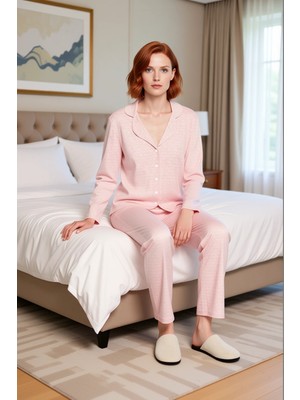 Ersefa Kadın Baskılı Gömlek Yaka Pijama Takımı Fonksiyonel Dayanıklı Kaliteli Konforlu Estetik Şık