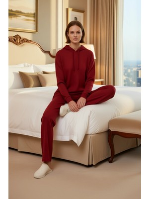 Ersefa Kadın Relaxed Fit Kapüşonlu Pijama Takımı Fonksiyonel Dayanıklı Kaliteli Konforlu Estetik Şık