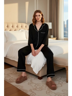 Ersefa Bayan Viskon Dokuma Pijama Takımı Gömlek ve Pantolon Fonksiyonel Dayanıklı Kaliteli Modern