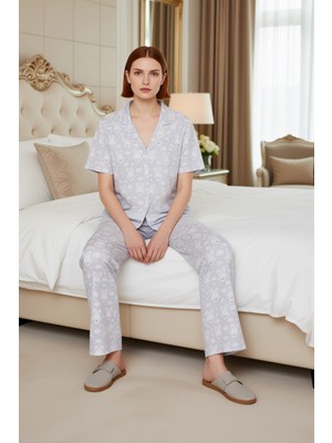 Ersefa Kadın Tavşan Desenli Gömlek Pijama Takımı Fonksiyonel Dayanıklı Kaliteli Konforlu Estetik Şık