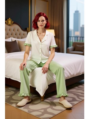 Ersefa Kadın Boru Paça Pijama Altı ve Gömlek Takımı Fonksiyonel Dayanıklı Kaliteli Konforlu Rahat