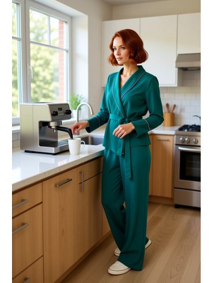 FRM Kadın Viskon Pijama Gömlek Pantolon Takımı Fonksiyonel Dayanıklı Kaliteli Konforlu Estetik