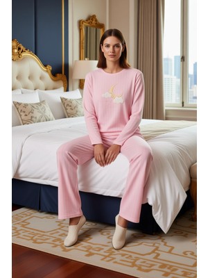 Ersefa Kadın Sevimli Penguen Desenli Polar Pijama Fonksiyonel Dayanıklı Kaliteli Konforlu Estetik