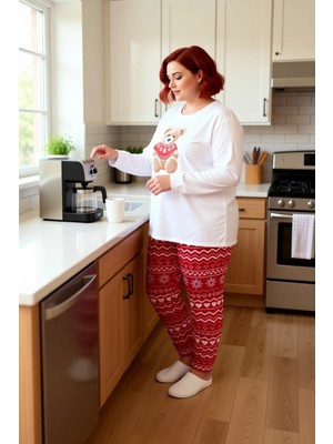 FRM Kadin Kirmizi Desenli Pijama Takımı Fonksiyonel Dayanıklı Kaliteli Konforlu Estetik Modern