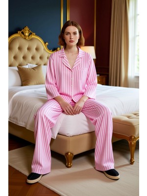 Ersefa Bayan Viskon Dokuma Pijama Takımı Gömlek ve Pantolon Fonksiyonel Dayanıklı Kaliteli Modern