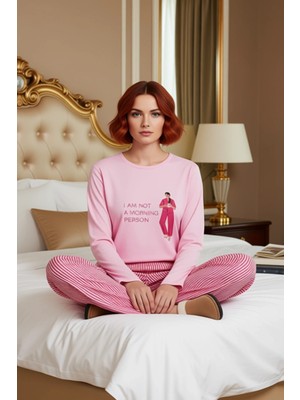 Ersefa Kadin Cizgili Pijama Takımı Ayicik Detayli Fonksiyonel Dayanıklı Kaliteli Konforlu Estetik