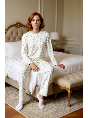 Ersefa Kadın Çiçek Desenli Pamuklu Pijama Takımı Bisiklet Yaka Fonksiyonel Dayanıklı Kaliteli Şık