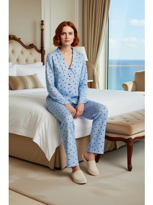 Ersefa Kadın Çizgili Kalp Baskılı Pijama Takımı Fonksiyonel Dayanıklı Kaliteli Konforlu Estetik Şık