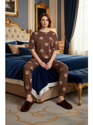 Ersefa Cool Ayıcık Baskılı Pijama Takımı Kadın Fonksiyonel Dayanıklı Kaliteli Konforlu Estetik Şık