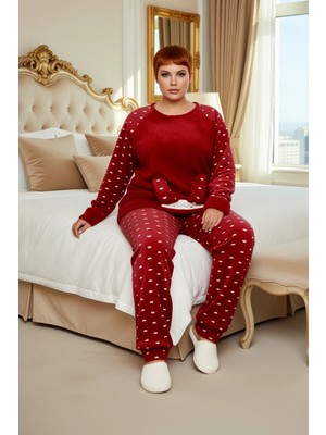 Ersefa Kadın Polar Tavşan Desenli Kışlık Pijama Takımı Fonksiyonel Dayanıklı Kaliteli Konforlu Şık