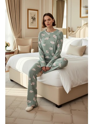 Ersefa Kadın Ekose Desenli Uzun Kollu Pijama Takımı Fonksiyonel Dayanıklı Kaliteli Konforlu Rahat