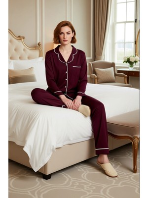 Ersefa Kadın Klasik Yaka Örme Pijama Takımı Fonksiyonel Dayanıklı Kaliteli Konforlu Estetik Rahat