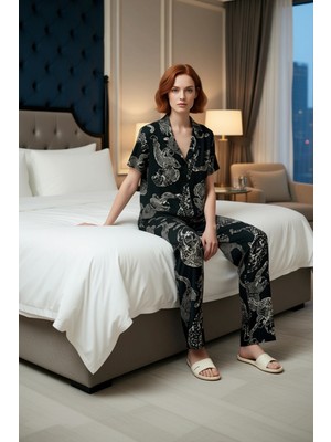 Ersefa Kadın Kaplan Baskılı Gömlek ve Pantolon Pijama Seti Fonksiyonel Dayanıklı Kaliteli Estetik