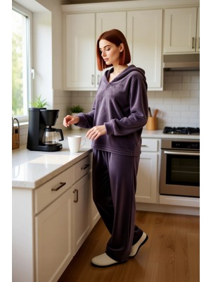 FRM Kadın Sevimli Kulaklı Kapüşonlu Pijama Seti Fonksiyonel Dayanıklı Kaliteli Konforlu Modern