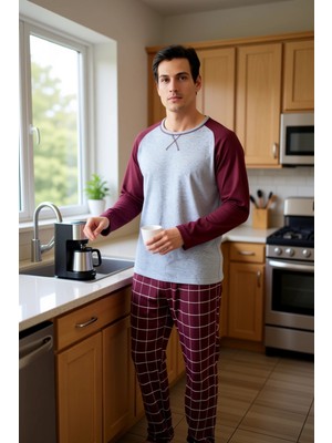 FRM Erkek Kareli Pijama Takımı Bisiklet Yaka Reglan Kol Fonksiyonel Dayanıklı Kaliteli Estetik