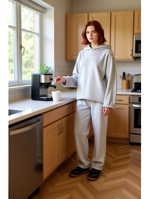 FRM Kadın Wellsoft Kapüşonlu Pijama Takımı Ayıcık Nakışlı Fonksiyonel Dayanıklı Kaliteli Rahat