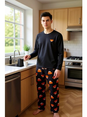 FRM Ayıcık Baskılı Regular Kesim Pijama Takımı Kadın Fonksiyonel Dayanıklı Kaliteli Konforlu Şık