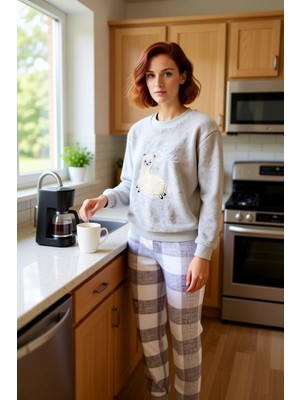 FRM Kadın Lama Desenli Wellsoft Pijama Takımı Fonksiyonel Dayanıklı Kaliteli Konforlu Estetik Şık