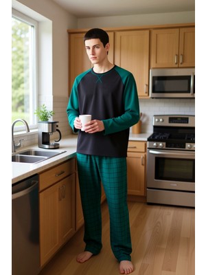 FRM Erkek Kareli Pijama Takımı Bisiklet Yaka Reglan Kol Fonksiyonel Dayanıklı Kaliteli Estetik