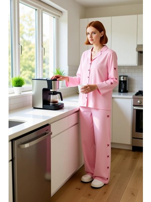 FRM Kadin Viskon Pijama Takımı Fiyonk Detayli Fonksiyonel Dayanıklı Kaliteli Konforlu Estetik Şık